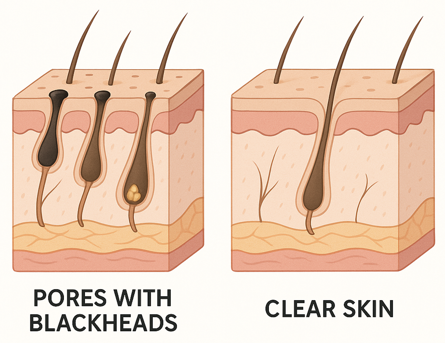 Medical diagram of blackheads on nose